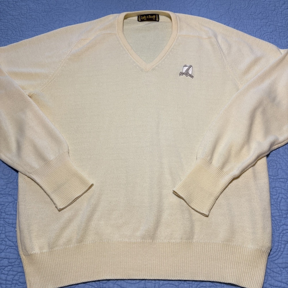 Lyle and Scott Pinehurst Mens XL Yellow Sweater Golf Vintage Made in USA